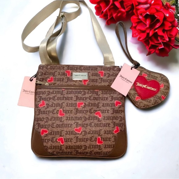 Juicy Couture Valentine's heart crossbody and change purse wristlet - Picture 1 of 3